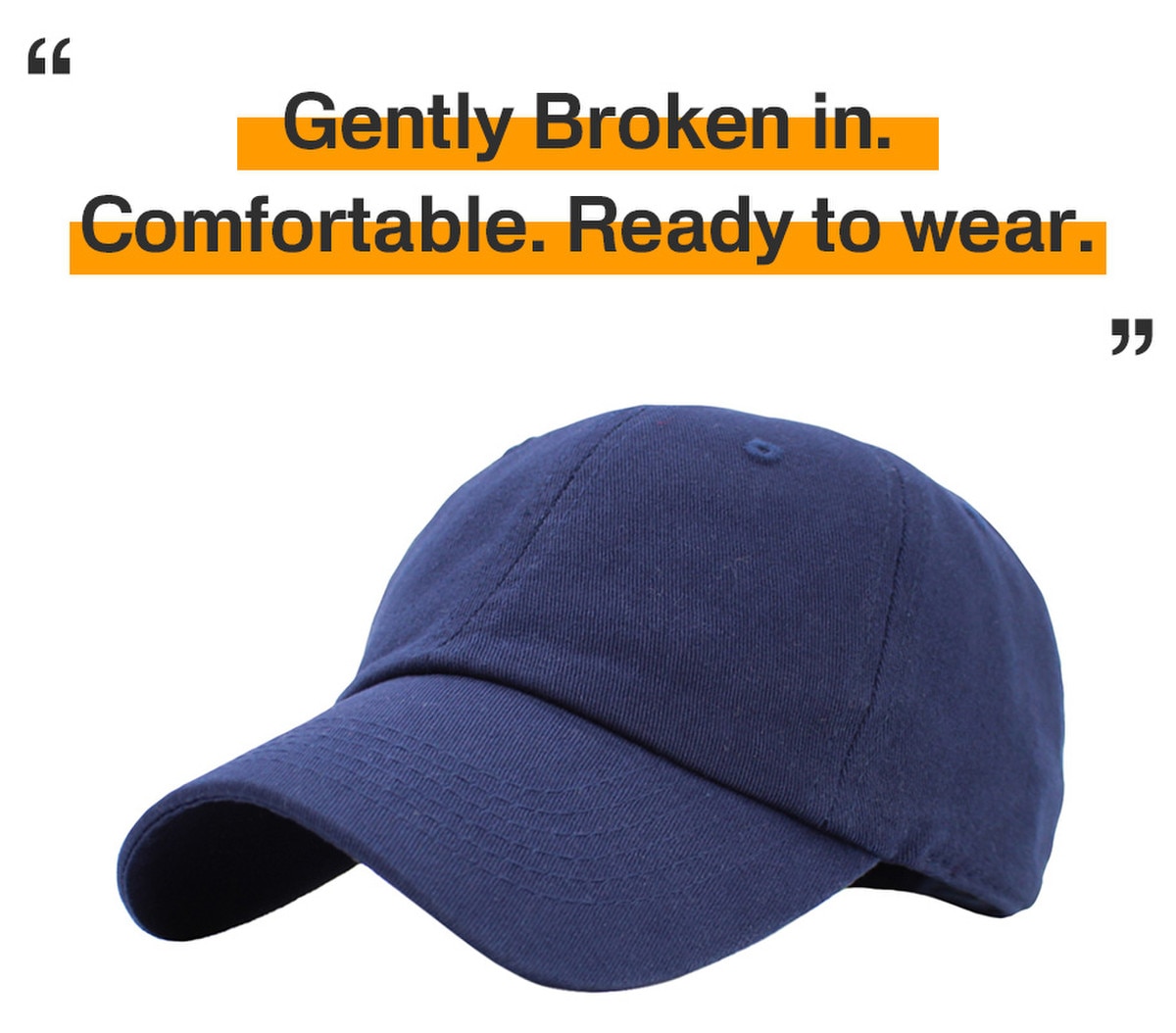 Navy Blue Low Profile Baseball Caps Front Side View